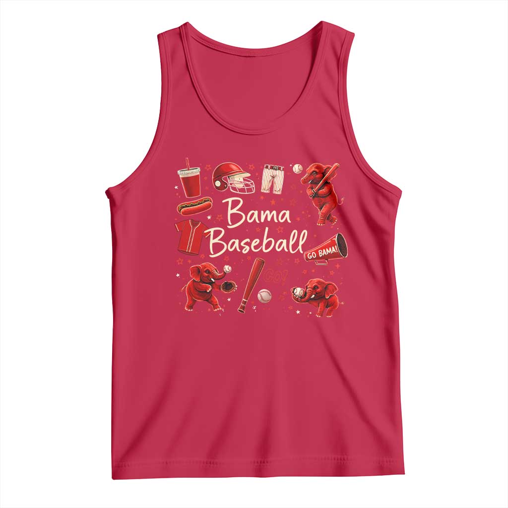Alabama Baseball Tank Top Cute Trendy Bama Fan Game Day Doodle TS10 Red Print Your Wear