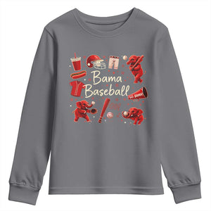 Alabama Baseball Youth Sweatshirt Cute Trendy Bama Fan Game Day Doodle TS10 Charcoal Print Your Wear