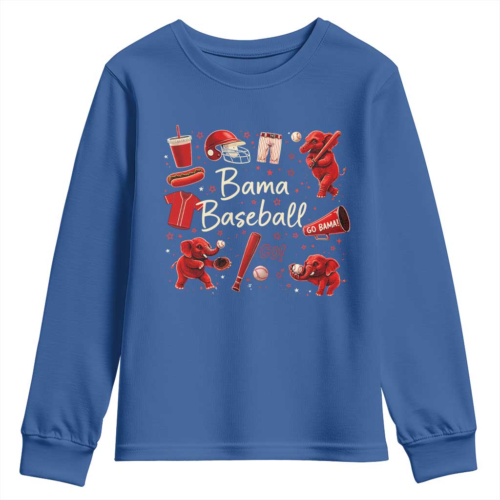 Alabama Baseball Youth Sweatshirt Cute Trendy Bama Fan Game Day Doodle TS10 Royal Blue Print Your Wear