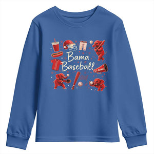 Alabama Baseball Youth Sweatshirt Cute Trendy Bama Fan Game Day Doodle TS10 Royal Blue Print Your Wear