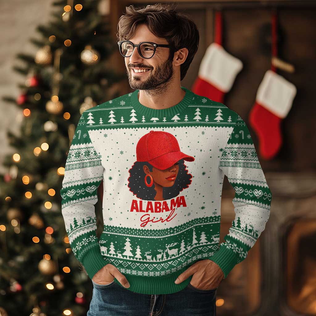 Vintage Alabama Girl Ugly Christmas Sweater Bama Fan Black Women Sports Lover TS10 Beige Green Print Your Wear