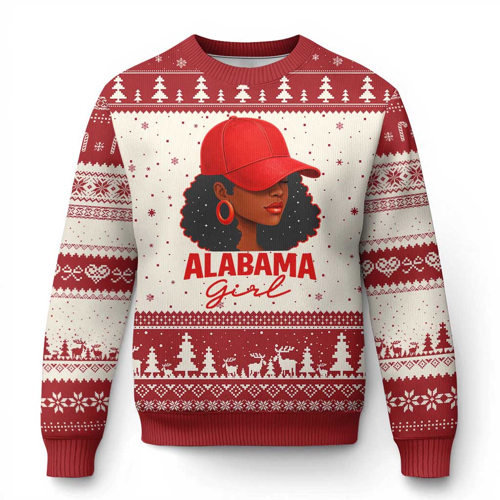 Vintage Alabama Girl Ugly Christmas Sweater Bama Fan Black Women Sports Lover TS10 Beige Red Print Your Wear
