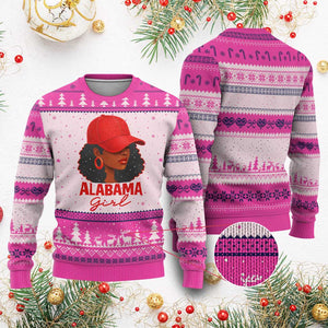 Vintage Alabama Girl Ugly Christmas Sweater Bama Fan Black Women Sports Lover TS10 Hot Pink Print Your Wear
