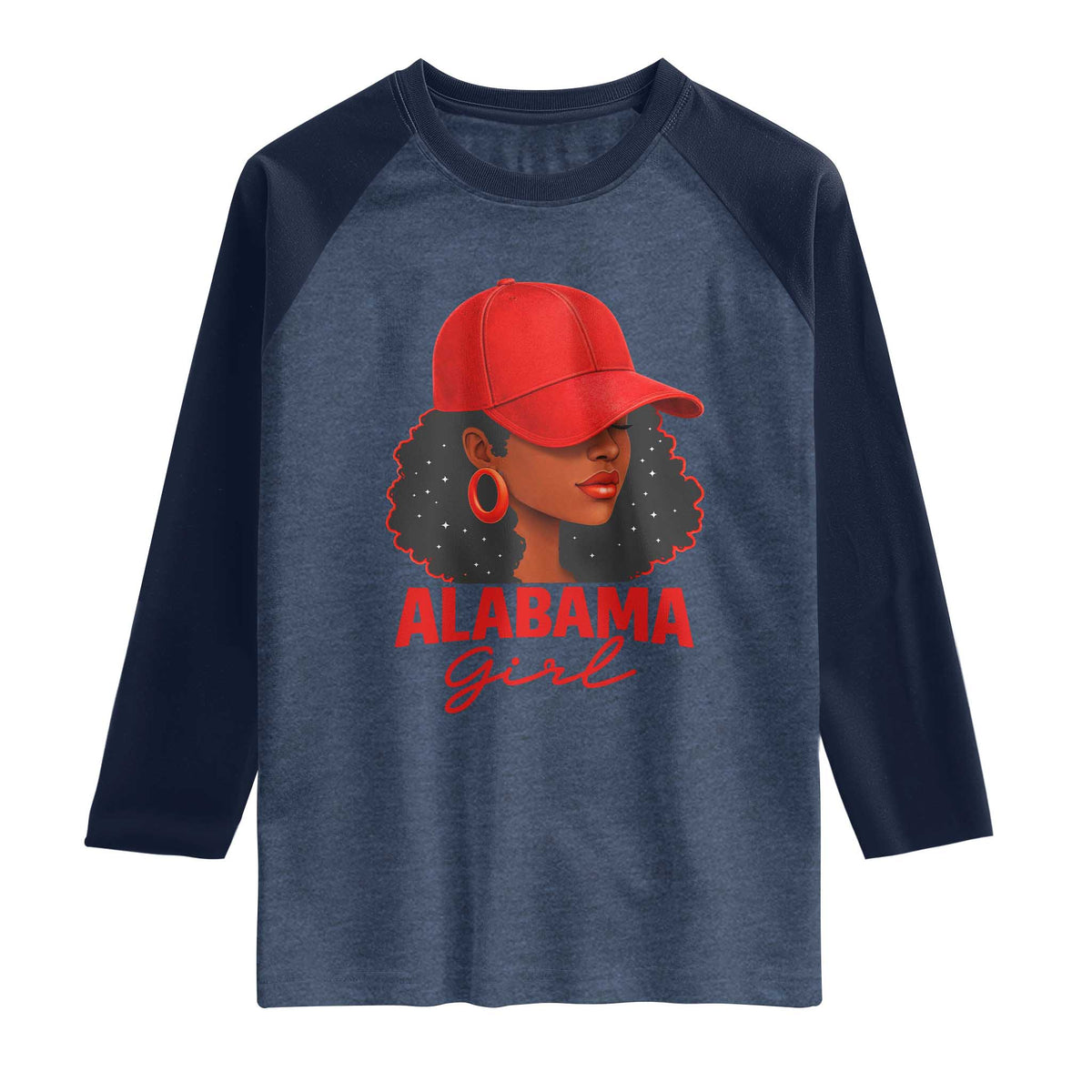 Vintage Alabama Girl Raglan Shirt Bama Fan Black Women Sports Lover TS10 Heather Denim Navy Print Your Wear