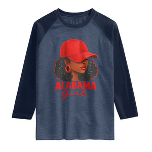 Vintage Alabama Girl Raglan Shirt Bama Fan Black Women Sports Lover TS10 Heather Denim Navy Print Your Wear