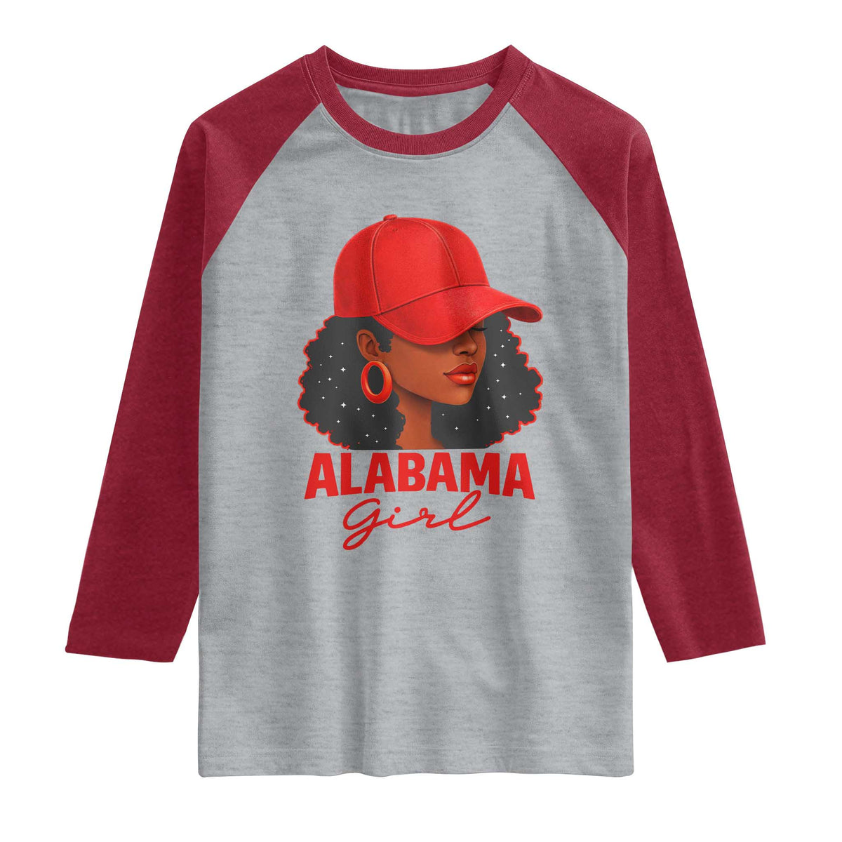 Vintage Alabama Girl Raglan Shirt Bama Fan Black Women Sports Lover TS10 Heather Gray Heather Red Print Your Wear