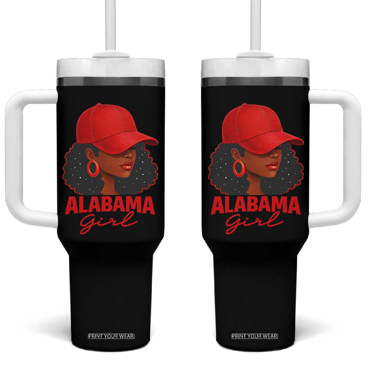 Vintage Alabama Girl Tumbler With Handle Bama Fan Black Women Sports Lover TS10 One Size: 40 oz Black Print Your Wear