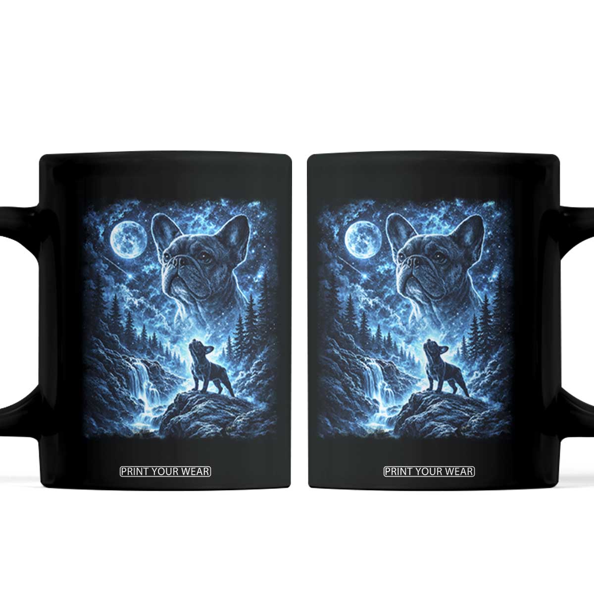 French Bulldog Howling To The Moon Coffee Mug Vintage Graphic Dog Lovers Silly Frenchy Bulldog Mom TS10 Black Print Your Wear