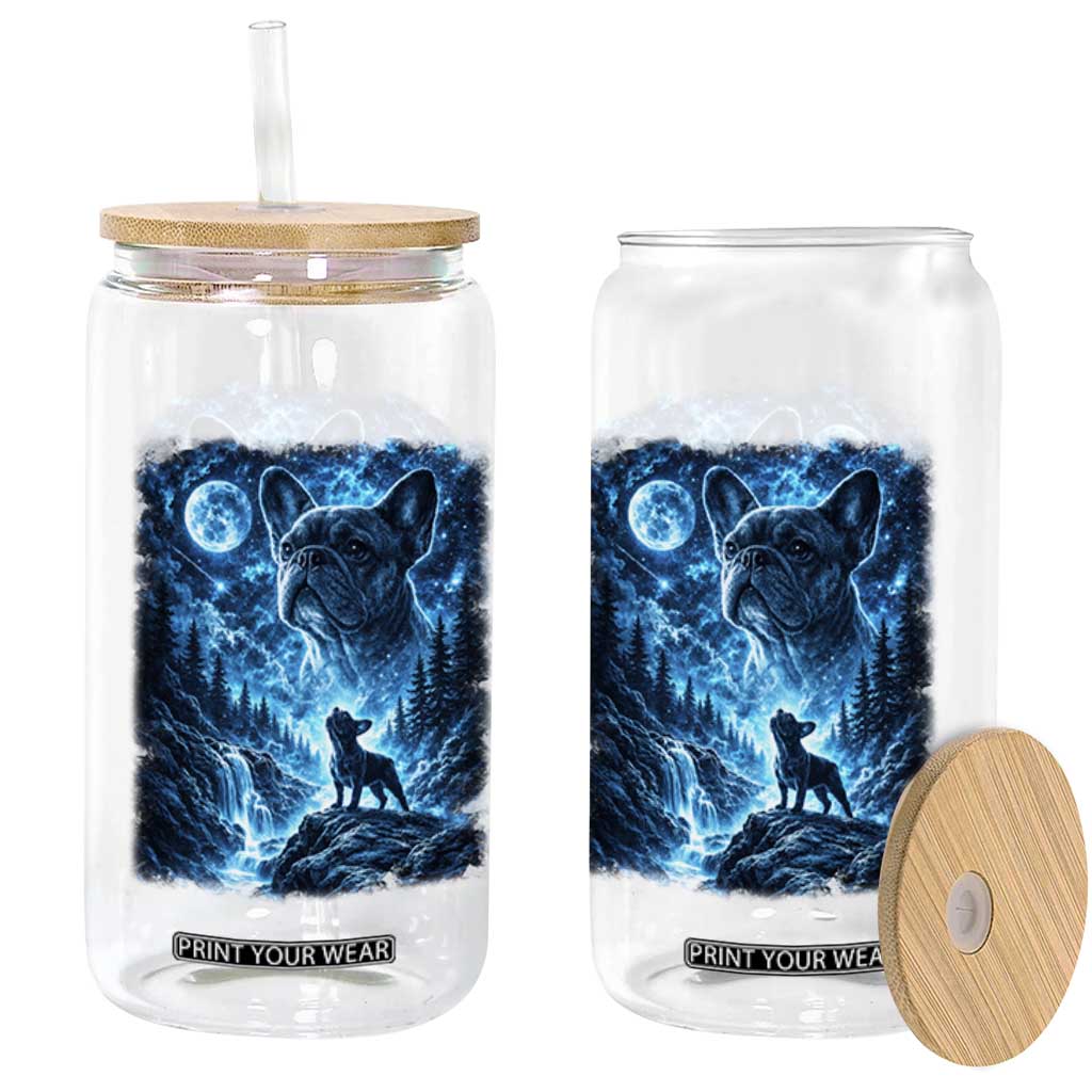 French Bulldog Howling To The Moon Glass Can Vintage Graphic Dog Lovers Silly Frenchy Bulldog Mom TS10 Print Your Wear