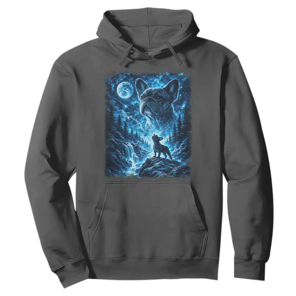 French Bulldog Howling To The Moon Hoodie Vintage Graphic Dog Lovers Silly Frenchy Bulldog Mom TS10 Dark Heather Print Your Wear