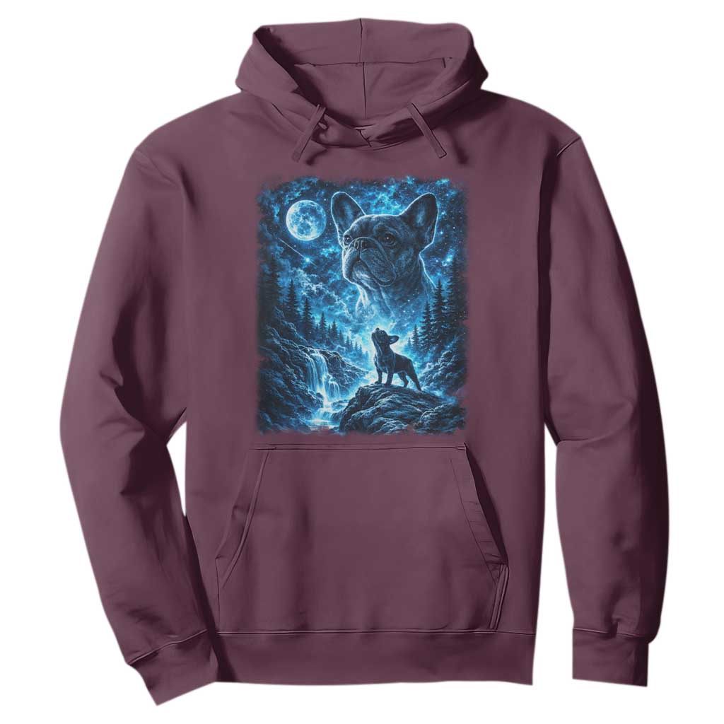 French Bulldog Howling To The Moon Hoodie Vintage Graphic Dog Lovers Silly Frenchy Bulldog Mom TS10 Maroon Print Your Wear
