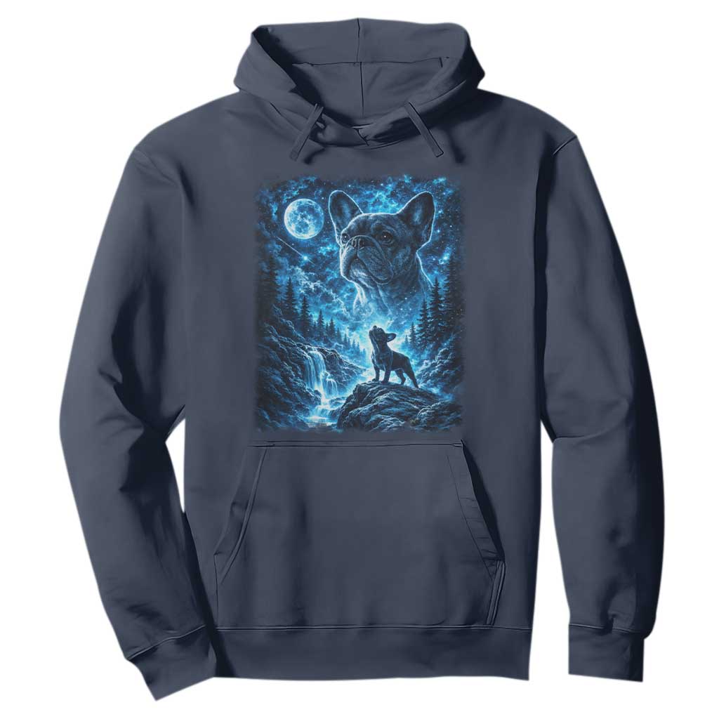 French Bulldog Howling To The Moon Hoodie Vintage Graphic Dog Lovers Silly Frenchy Bulldog Mom TS10 Navy Print Your Wear