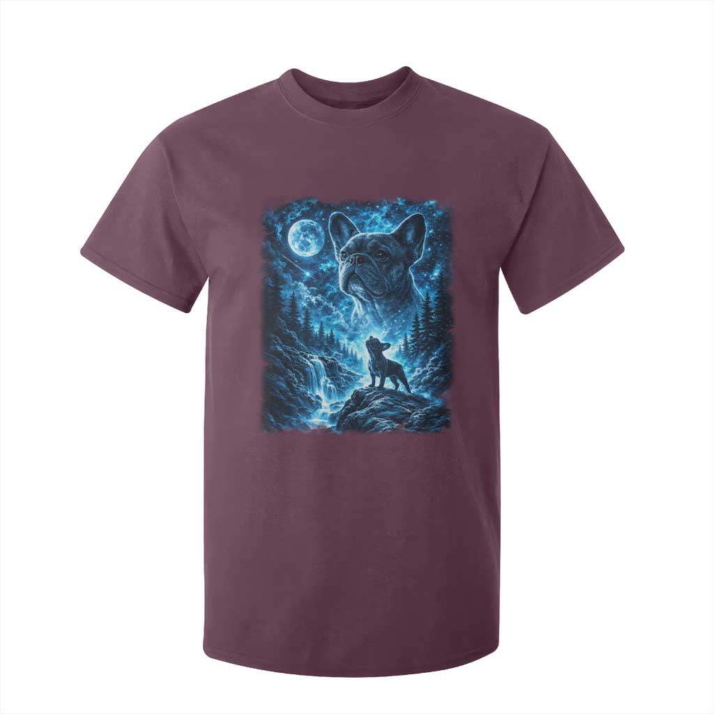 French Bulldog Howling To The Moon T Shirt For Kid Vintage Graphic Dog Lovers Silly Frenchy Bulldog Mom TS10 Maroon Print Your Wear