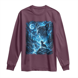 French Bulldog Howling To The Moon Long Sleeve Shirt Vintage Graphic Dog Lovers Silly Frenchy Bulldog Mom TS10 Maroon Print Your Wear