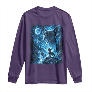 French Bulldog Howling To The Moon Long Sleeve Shirt Vintage Graphic Dog Lovers Silly Frenchy Bulldog Mom TS10 Purple Print Your Wear