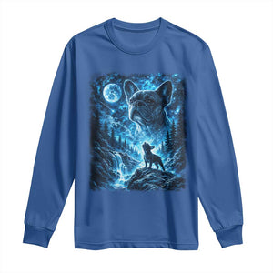 French Bulldog Howling To The Moon Long Sleeve Shirt Vintage Graphic Dog Lovers Silly Frenchy Bulldog Mom TS10 Royal Blue Print Your Wear