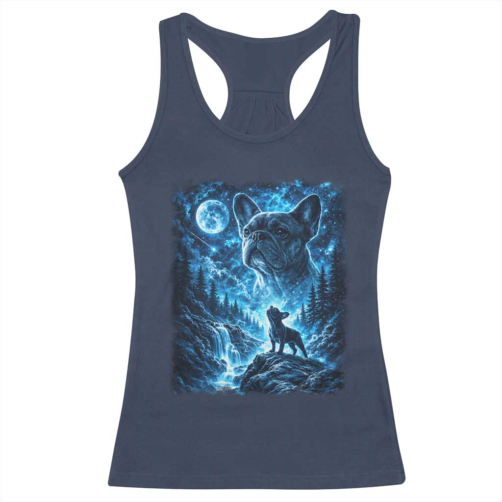 French Bulldog Howling To The Moon Racerback Tank Top Vintage Graphic Dog Lovers Silly Frenchy Bulldog Mom TS10 Navy Print Your Wear