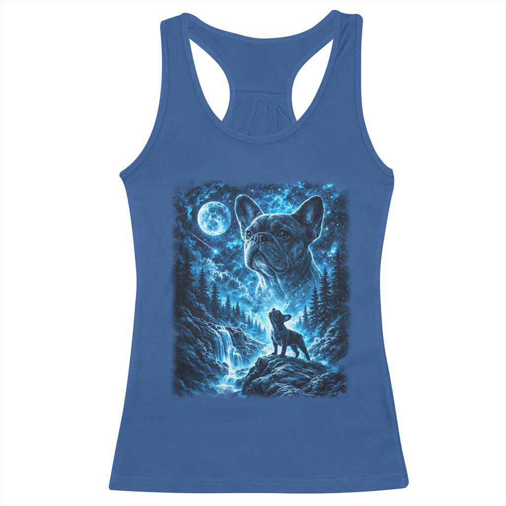 French Bulldog Howling To The Moon Racerback Tank Top Vintage Graphic Dog Lovers Silly Frenchy Bulldog Mom TS10 Royal Blue Print Your Wear