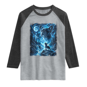 French Bulldog Howling To The Moon Raglan Shirt Vintage Graphic Dog Lovers Silly Frenchy Bulldog Mom TS10 Heather Gray Heather Charcoal Print Your Wear