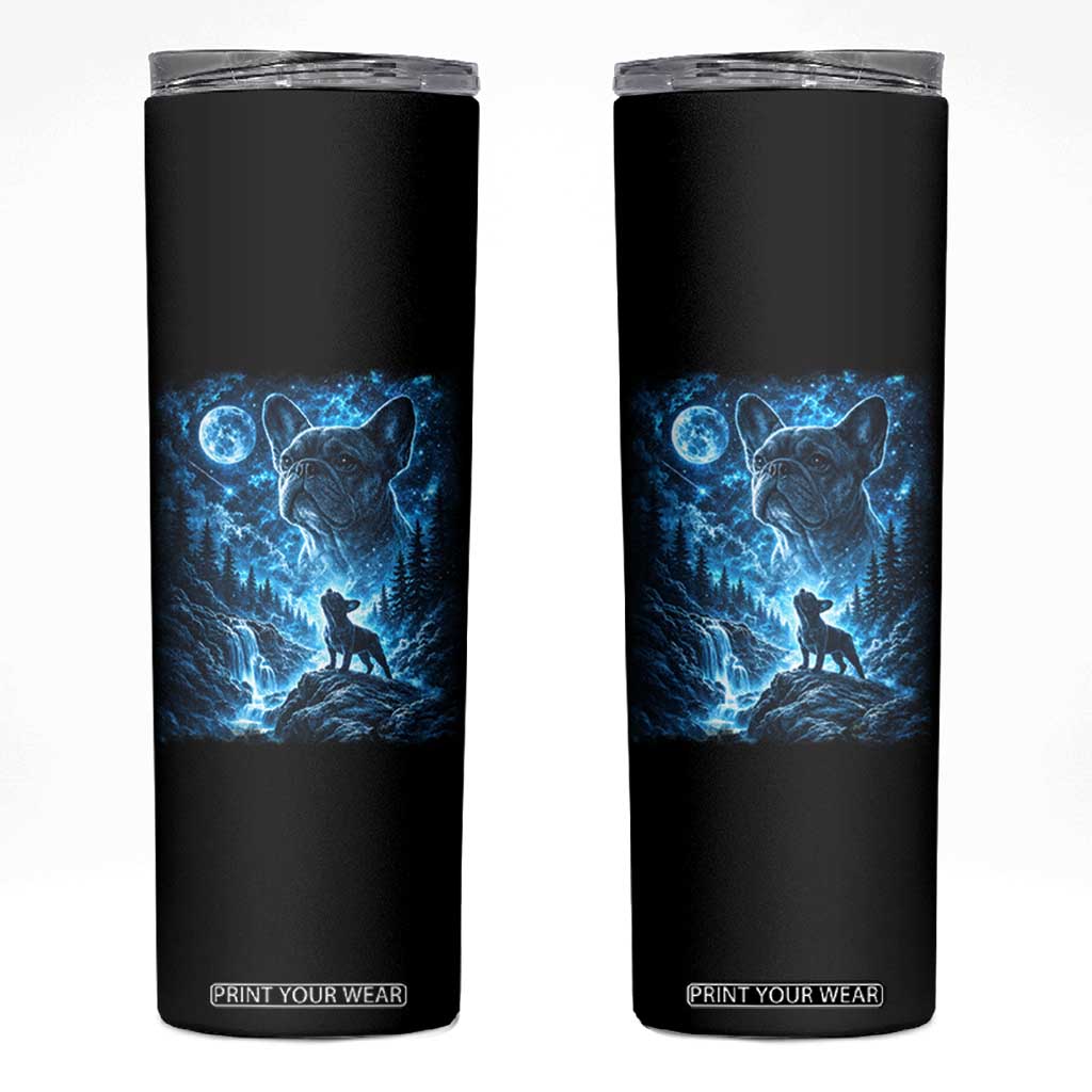 French Bulldog Howling To The Moon Skinny Tumbler Vintage Graphic Dog Lovers Silly Frenchy Bulldog Mom TS10 Black Print Your Wear