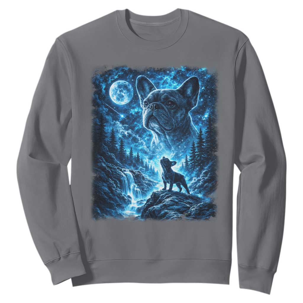 French Bulldog Howling To The Moon Sweatshirt Vintage Graphic Dog Lovers Silly Frenchy Bulldog Mom TS10 Charcoal Print Your Wear