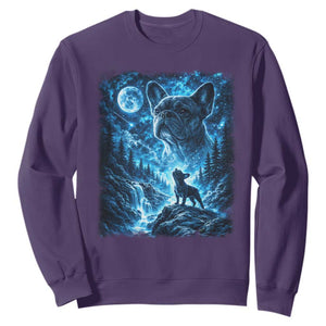 French Bulldog Howling To The Moon Sweatshirt Vintage Graphic Dog Lovers Silly Frenchy Bulldog Mom TS10 Purple Print Your Wear