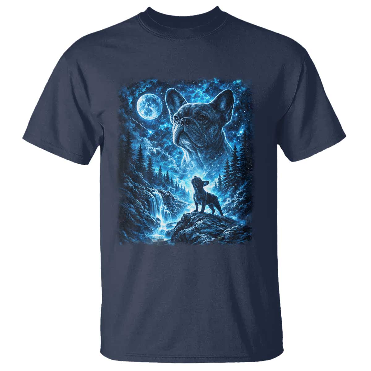 French Bulldog Howling To The Moon T Shirt Vintage Graphic Dog Lovers Silly Frenchy Bulldog Mom TS10 Navy Print Your Wear
