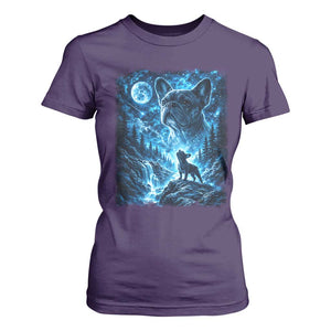 French Bulldog Howling To The Moon T Shirt For Women Vintage Graphic Dog Lovers Silly Frenchy Bulldog Mom TS10 Purple Print Your Wear