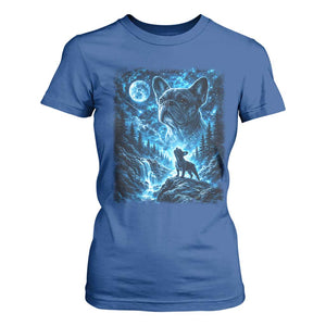French Bulldog Howling To The Moon T Shirt For Women Vintage Graphic Dog Lovers Silly Frenchy Bulldog Mom TS10 Royal Blue Print Your Wear