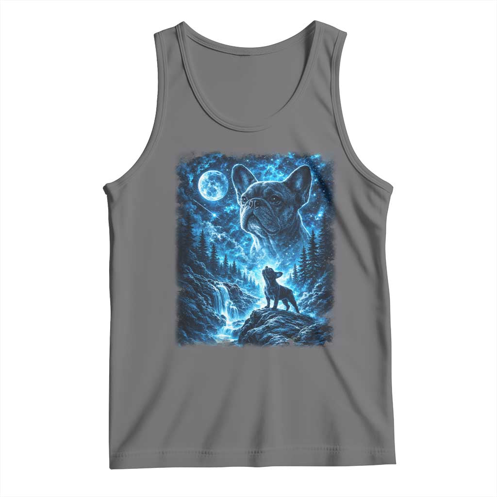 French Bulldog Howling To The Moon Tank Top Vintage Graphic Dog Lovers Silly Frenchy Bulldog Mom TS10 Black Heather Print Your Wear