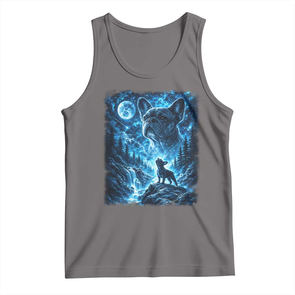 French Bulldog Howling To The Moon Tank Top Vintage Graphic Dog Lovers Silly Frenchy Bulldog Mom TS10 Deep Heather Print Your Wear
