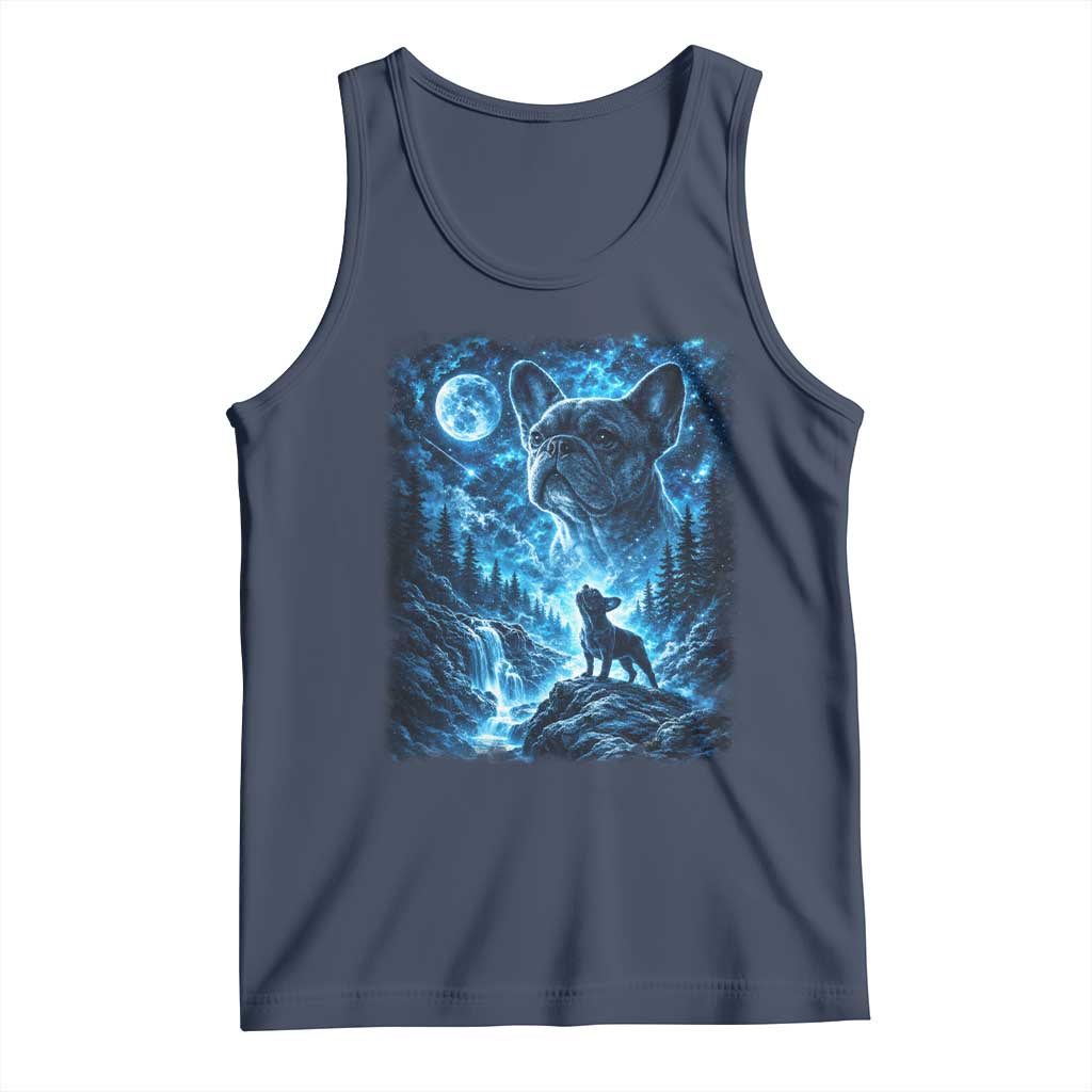 French Bulldog Howling To The Moon Tank Top Vintage Graphic Dog Lovers Silly Frenchy Bulldog Mom TS10 Navy Print Your Wear