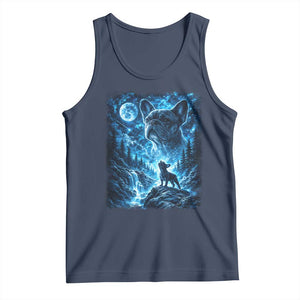 French Bulldog Howling To The Moon Tank Top Vintage Graphic Dog Lovers Silly Frenchy Bulldog Mom TS10 Navy Print Your Wear