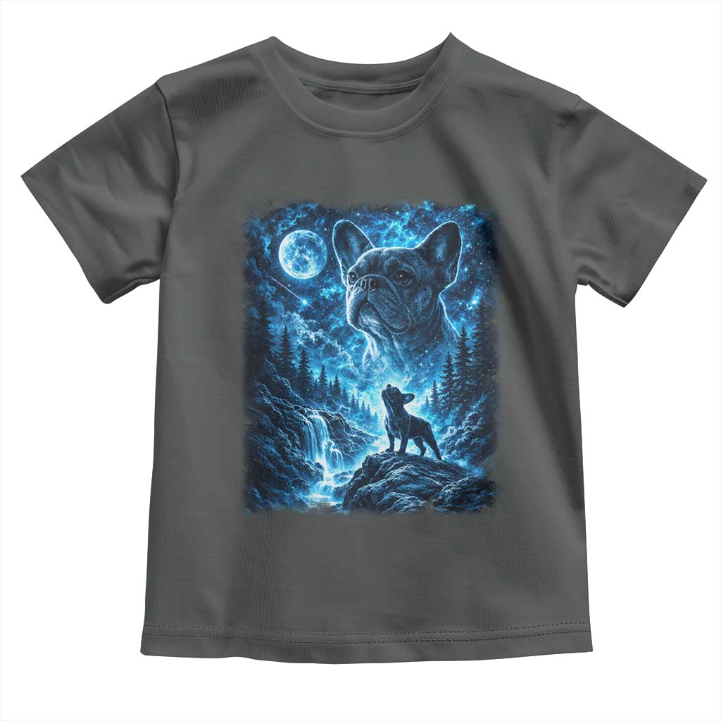 French Bulldog Howling To The Moon Toddler T Shirt Vintage Graphic Dog Lovers Silly Frenchy Bulldog Mom TS10 Dark Heather Print Your Wear