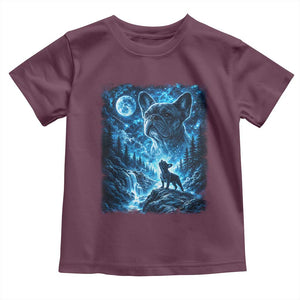 French Bulldog Howling To The Moon Toddler T Shirt Vintage Graphic Dog Lovers Silly Frenchy Bulldog Mom TS10 Maroon Print Your Wear