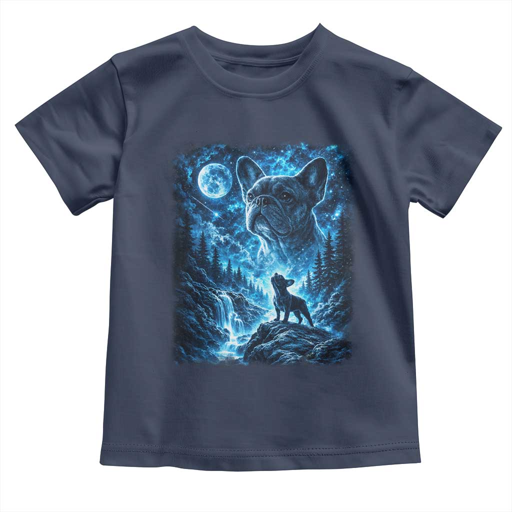 French Bulldog Howling To The Moon Toddler T Shirt Vintage Graphic Dog Lovers Silly Frenchy Bulldog Mom TS10 Navy Print Your Wear
