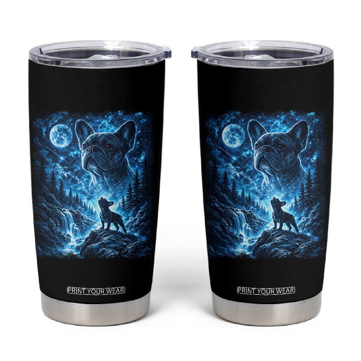 French Bulldog Howling To The Moon Tumbler Cup Vintage Graphic Dog Lovers Silly Frenchy Bulldog Mom TS10 Black Print Your Wear