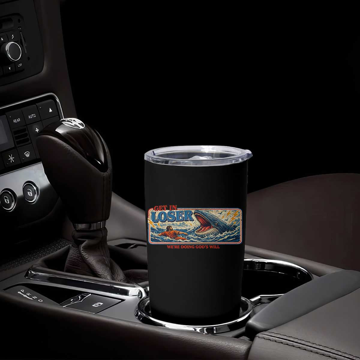 Funny Jonah And The Whale Tumbler Cup Christian Bible Get in Loser Were Doing Gods Will TS10 Print Your Wear