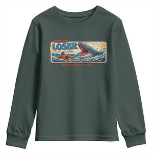 Funny Jonah And The Whale Youth Sweatshirt Christian Bible Get in Loser Were Doing Gods Will TS10 Dark Forest Green Print Your Wear
