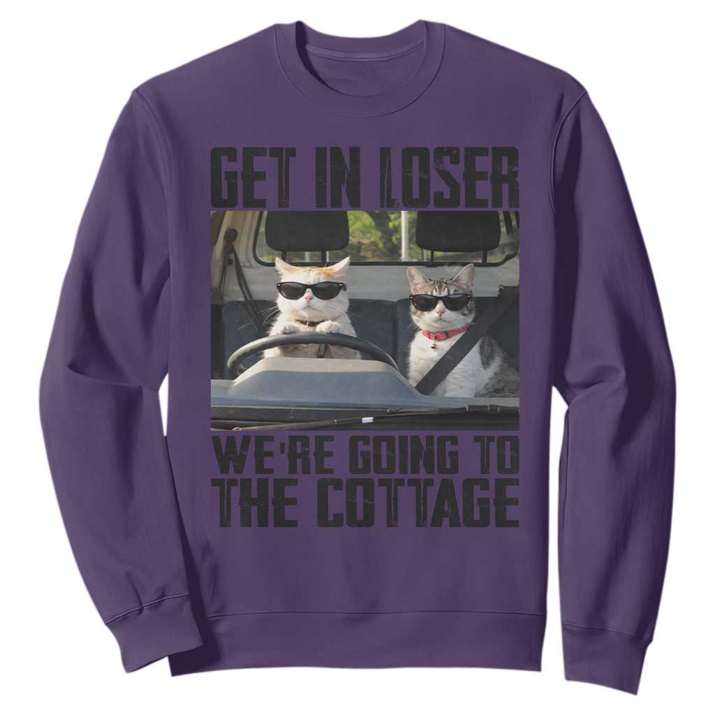 Get In Loser Were Going To The Cottage Sweatshirt Funny Cat Gifts Internet Memes TS10 Purple Print Your Wear