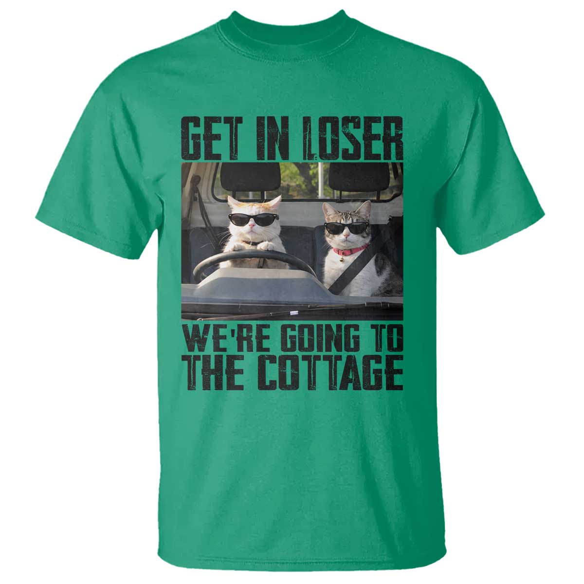 Get In Loser Were Going To The Cottage T Shirt Funny Cat Gifts Internet Memes TS10 Irish Green Print Your Wear