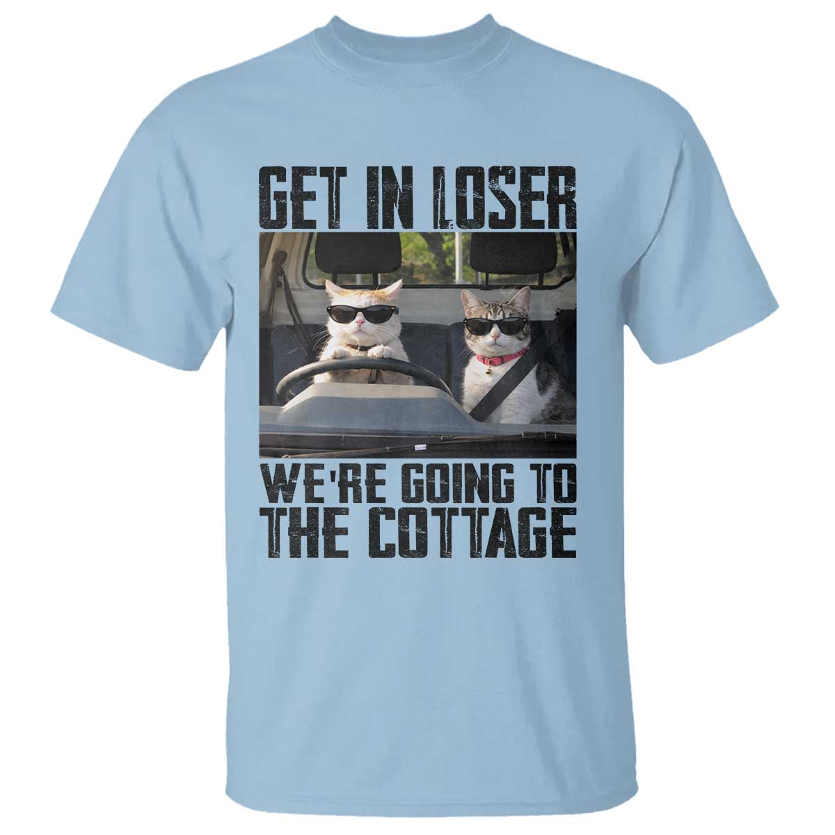 Get In Loser Were Going To The Cottage T Shirt Funny Cat Gifts Internet Memes TS10 Light Blue Print Your Wear