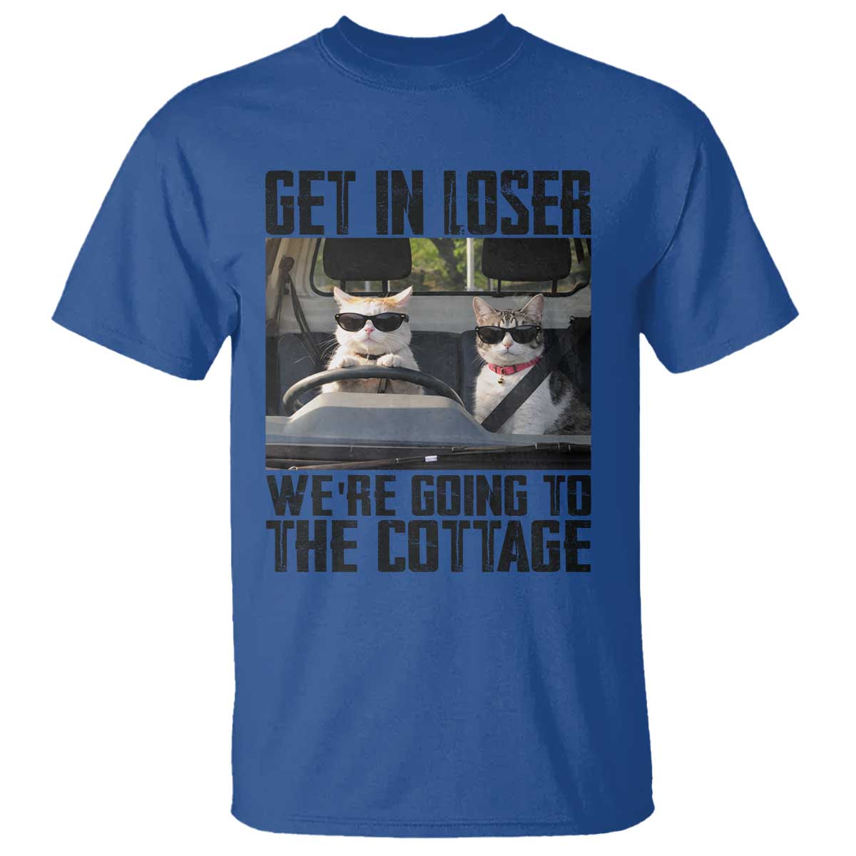 Get In Loser Were Going To The Cottage T Shirt Funny Cat Gifts Internet Memes TS10 Royal Blue Print Your Wear