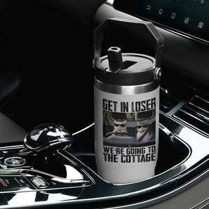 Get In Loser Were Going To The Cottage Flip Straw Tumbler Funny Cat Gifts Internet Memes TS10 Print Your Wear