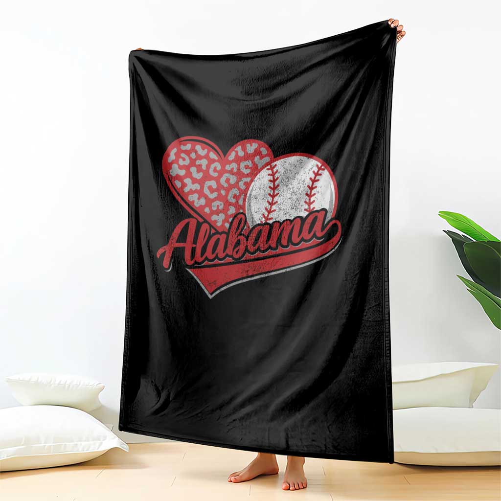 Alabama Fan Throw Blanket AL Baseball Heart Graphic Sports Style 80s 90s TS10 Print Your Wear