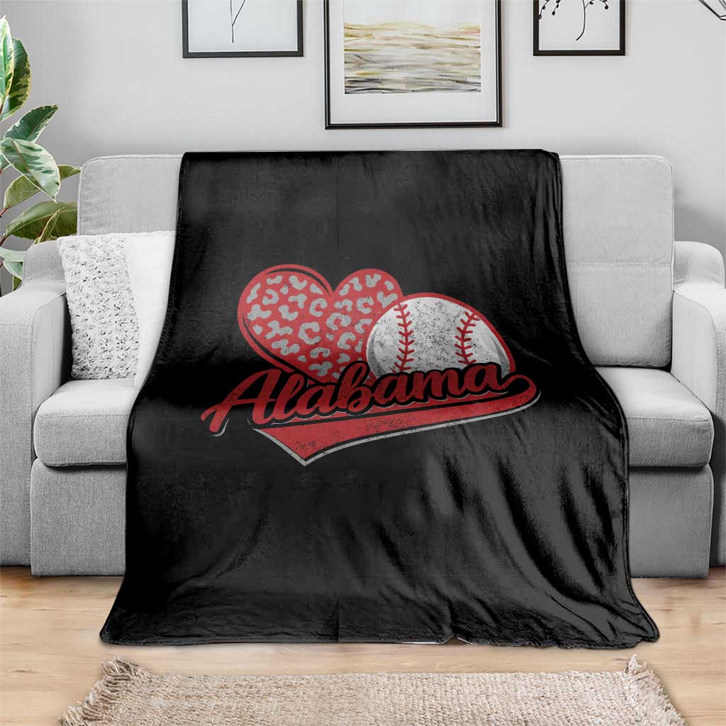 Alabama Fan Throw Blanket AL Baseball Heart Graphic Sports Style 80s 90s TS10 Print Your Wear