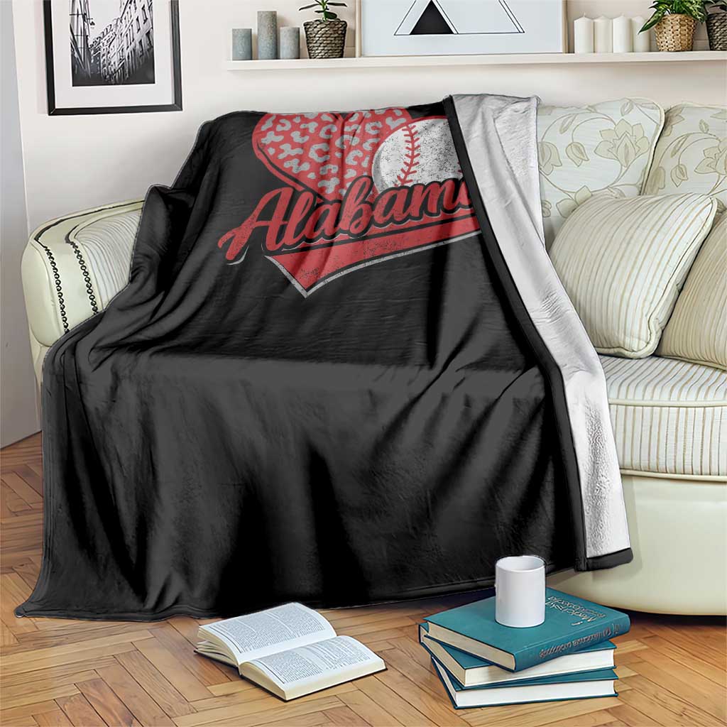 Alabama Fan Throw Blanket AL Baseball Heart Graphic Sports Style 80s 90s TS10 Print Your Wear