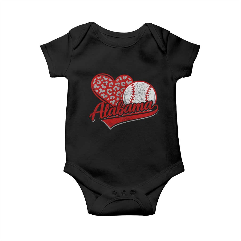 Alabama Fan Baby Onesie AL Baseball Heart Graphic Sports Style 80s 90s TS10 Black Print Your Wear