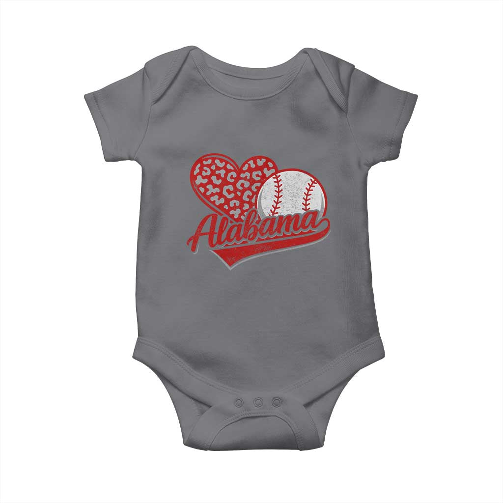 Alabama Fan Baby Onesie AL Baseball Heart Graphic Sports Style 80s 90s TS10 Charcoal Print Your Wear