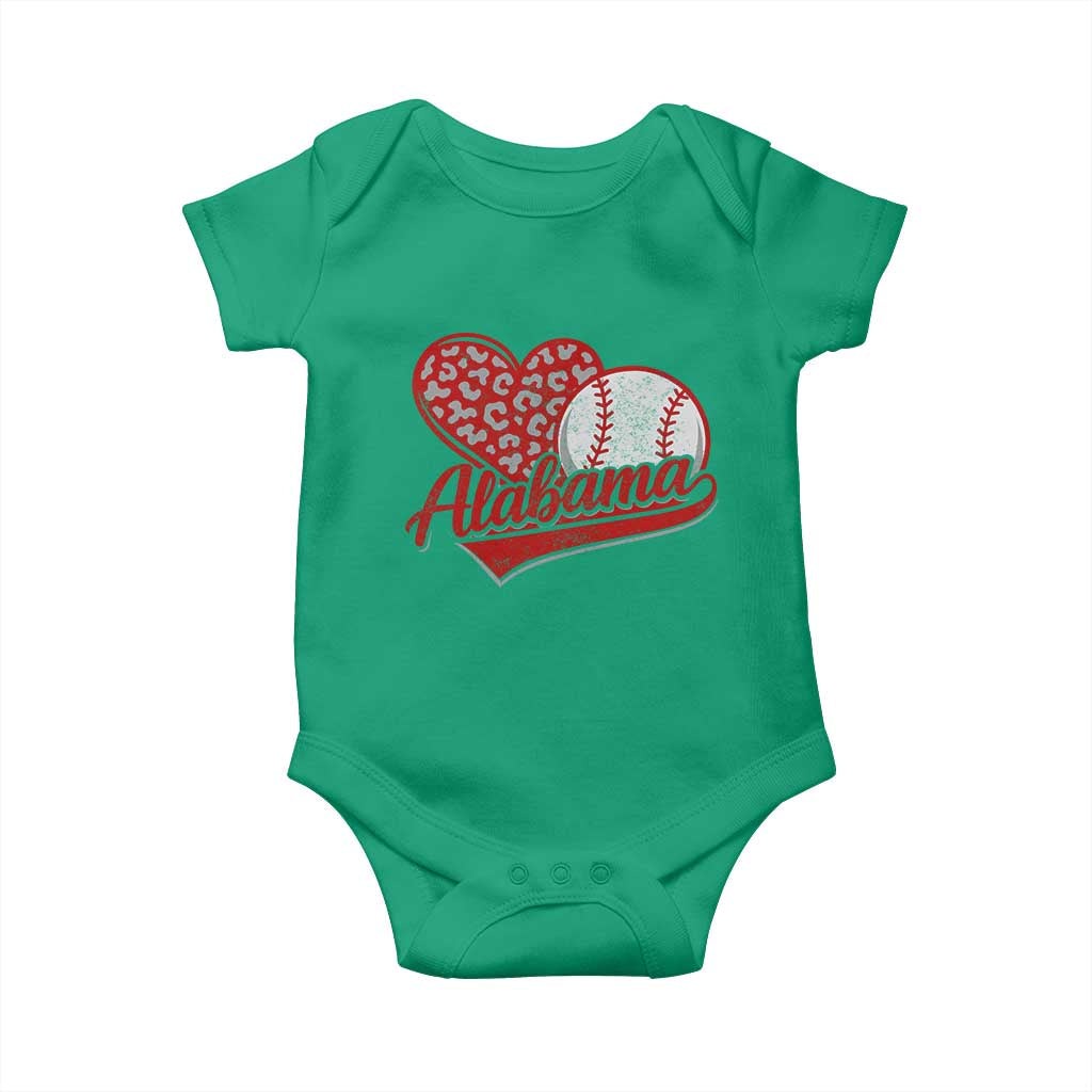 Alabama Fan Baby Onesie AL Baseball Heart Graphic Sports Style 80s 90s TS10 Irish Green Print Your Wear
